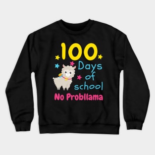 Cute 100 Days of School No Probllama Kids School Crewneck Sweatshirt